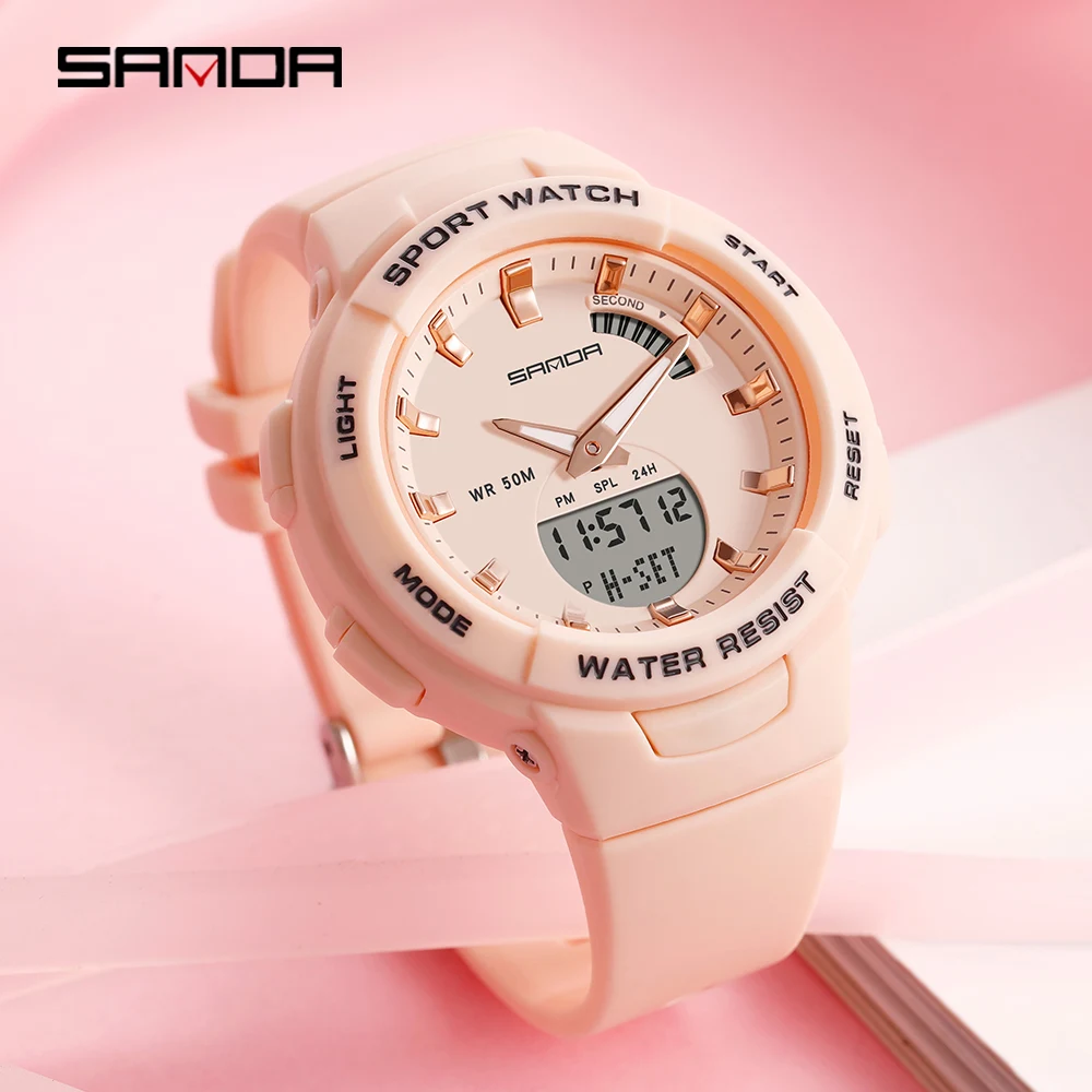 Fashion Sanda Top Brnad New Luxury Women Sport Watch Military Waterproof Multifunctional Led Digital Quartz Relogio Feminino