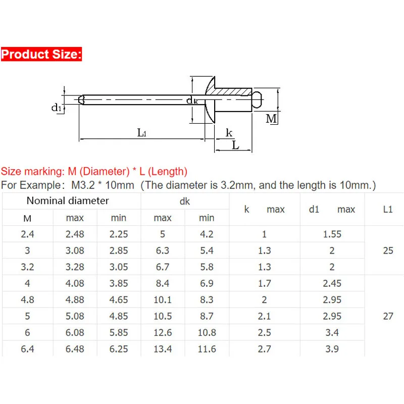 Black Aluminium Dome Round Head Pop Open Hollow Pull Blind Rivets Decoration Nail Rebite Bolt Dropper Self-plugging Rivet