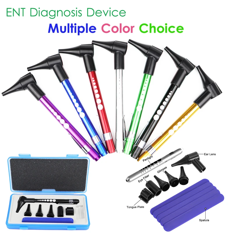 Basic Mini LED Portable Penlight Medical ENT Veterinary Otoscope Kit Ear Eye Check Care Endoscope Diagnostic Ophthalmoscope Set