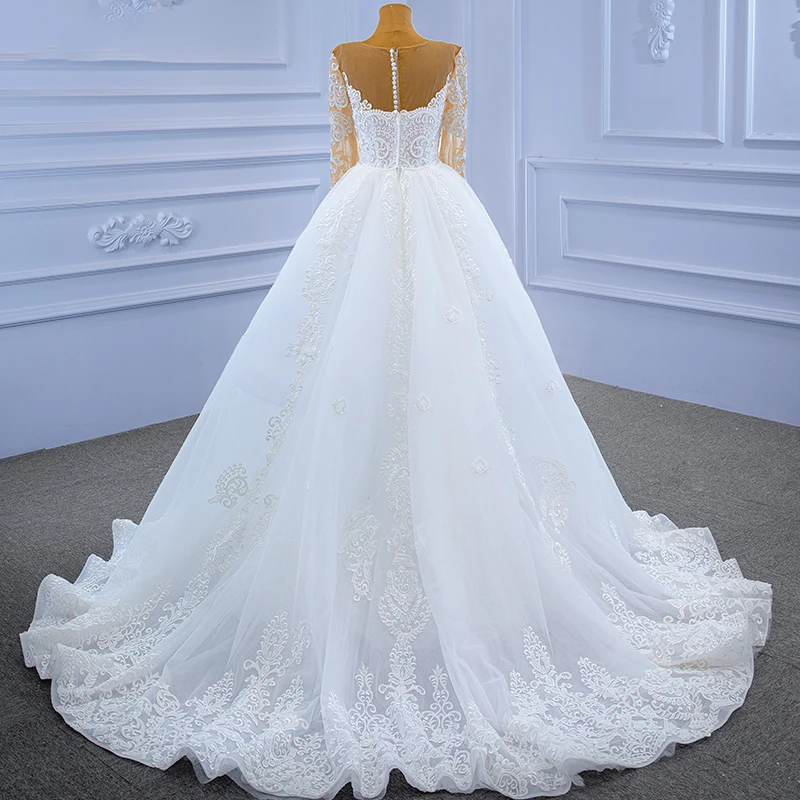 RSM67250B Sumptuous Wedding Dress 2020 White Sweetheart Full Sleeves Sexy Back Long Ball Gown High Quality