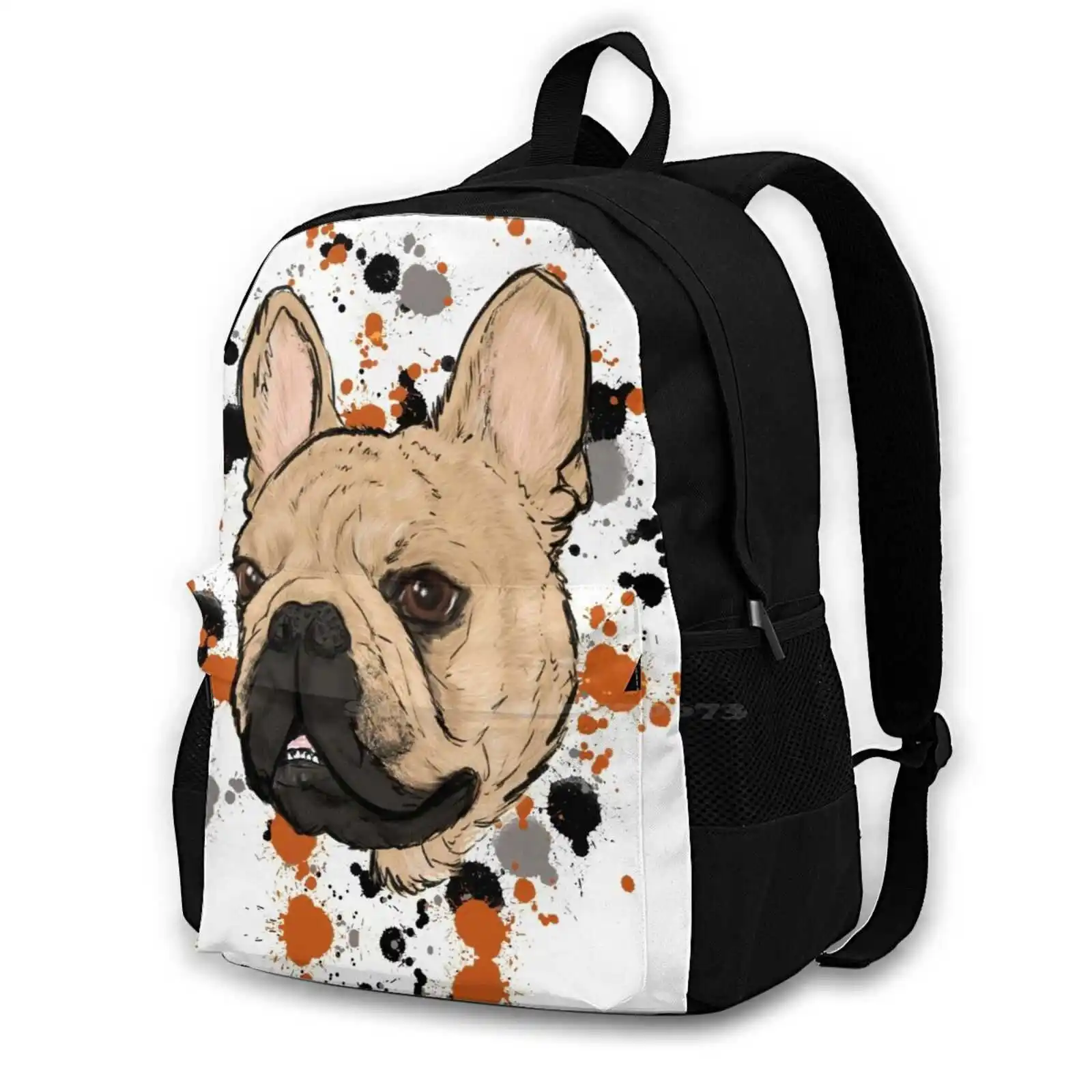 Preston The Frenchie Teen College Student Backpack Pattern Design Bags French Bulldog Frenchie Bully Nugget Pets Dogs