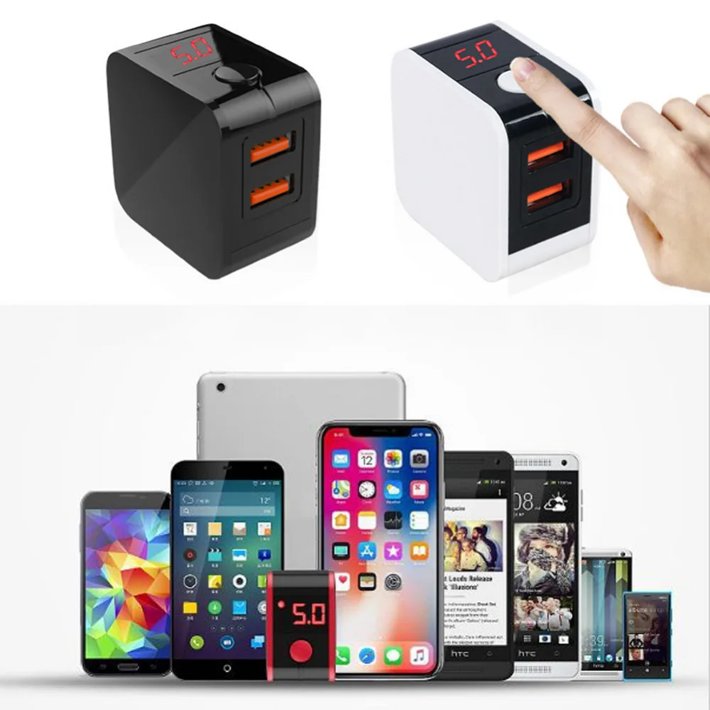 สมาร์ท5V2.4A US EU Plug พับโทรศัพท์มือถือ Dual USB Digital Fast Travel Charger สำหรับ Iphone/Samsung