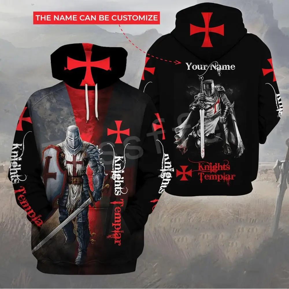 Tessffel-Sweat à capuche chevaliers templiers pour hommes et femmes, armure de Dieu garde de Jésus, Streetwear décontracté, sweats à capuche drôles