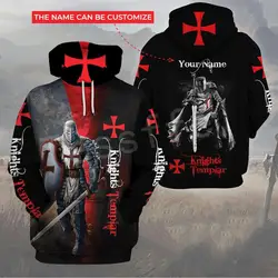 Tesskel-Sudadera con capucha para hombre y mujer, ropa de calle con estampado 3D de los caballeros templarios, Jesús, protector de Dios, nueva moda, informal, Harajuku, A3