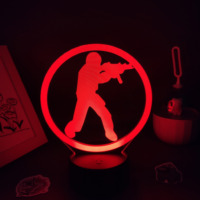 CS GO Counter-Strike Game LOGO Mark 3D Lamps Led Neon RGB Night Lights Birthday Gifts Bed Room Bedside Table Colorful Decoration