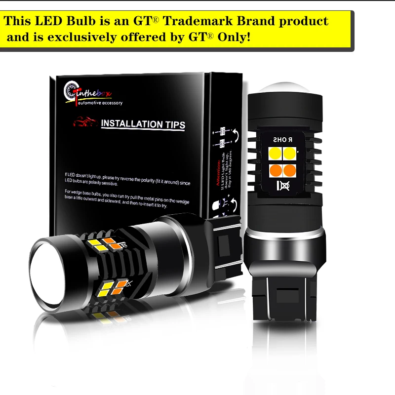 Extremely Bright 3030 Chipsets White/Yellow 7441 7443 7444 Switchback LED Bulbs with Projector For Turn Signal Lights 12V