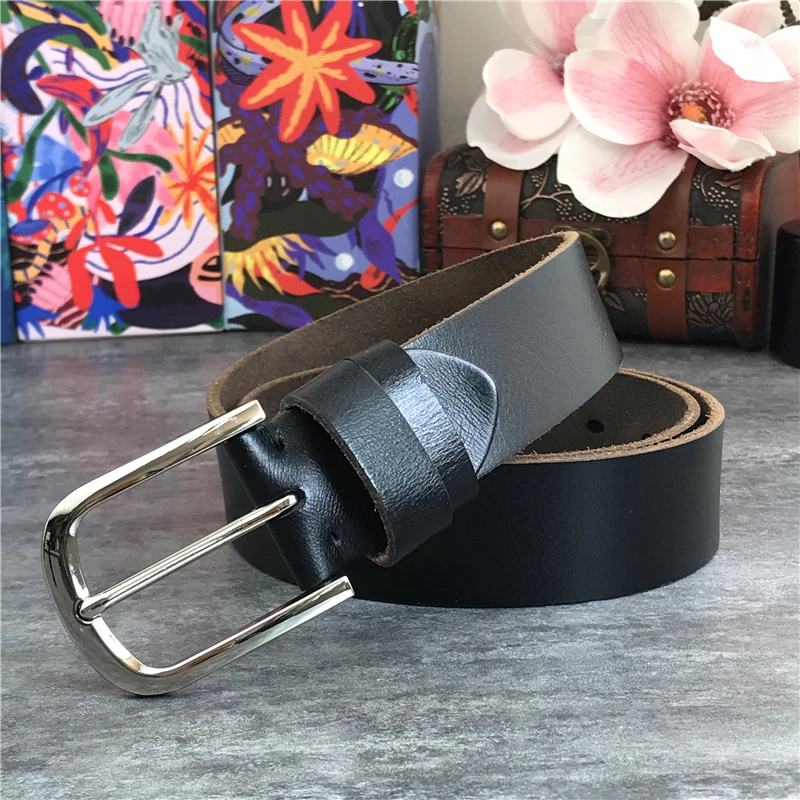 Vintage Men\'s Belt Metal Pin Belt Buckle Genuine Leather Belt Male Jeans Wide Belts For Men Ceinture Retro Waist Belt MBT0048