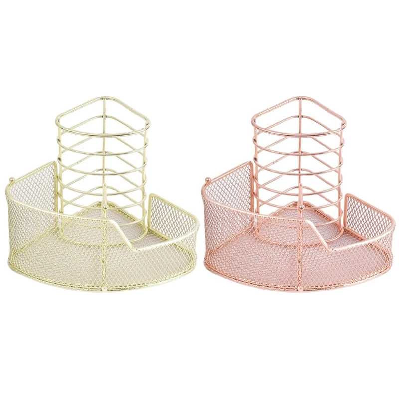 Exquisite Rose Gold Stationery Holder Gold Mesh Pen Holder Stylish Phone Stand Desk Ornemants for Office Drop shipping