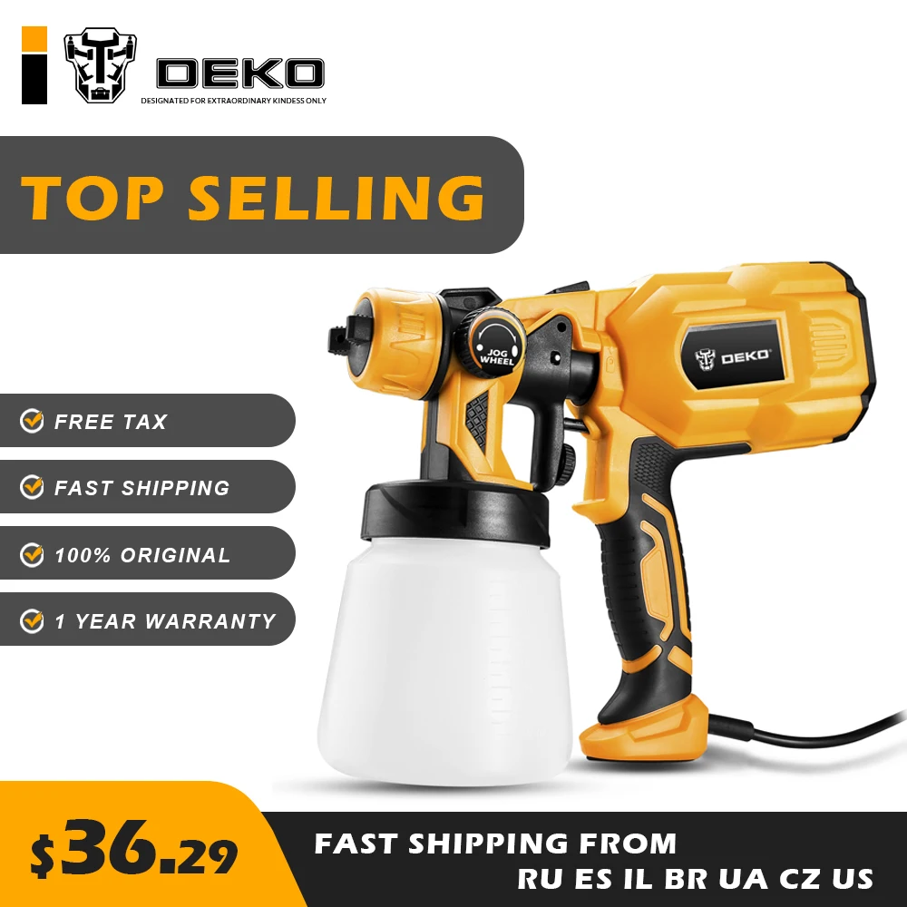 

DEKO DKSG55K1 Spray Gun Paint Sprayers Airless Paint Sprayer Shape Control Electric Auto Furniture Steel Coating Airbrush