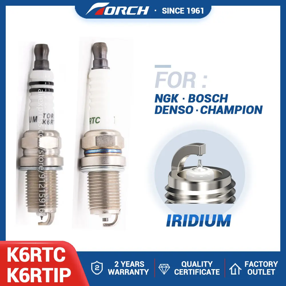 Spark Plug TORCH K6RTIP/K6RTC Fit for BKR6E IFR6B LIFAN 3707800A GEELY 113600179 CEBRIUM CELLIYA (530) SMILY SOLANO X50 X60