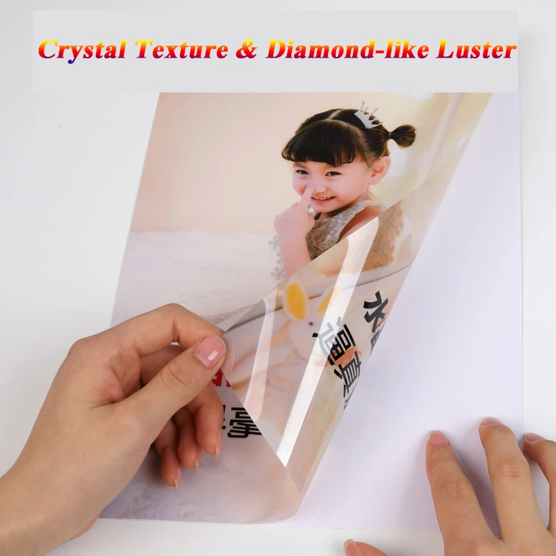 A4 PET Crystal Photo Paper High Glossy Adhesive  Back Glue Sticker 20 Sheets InkjetPrinting Bus Card