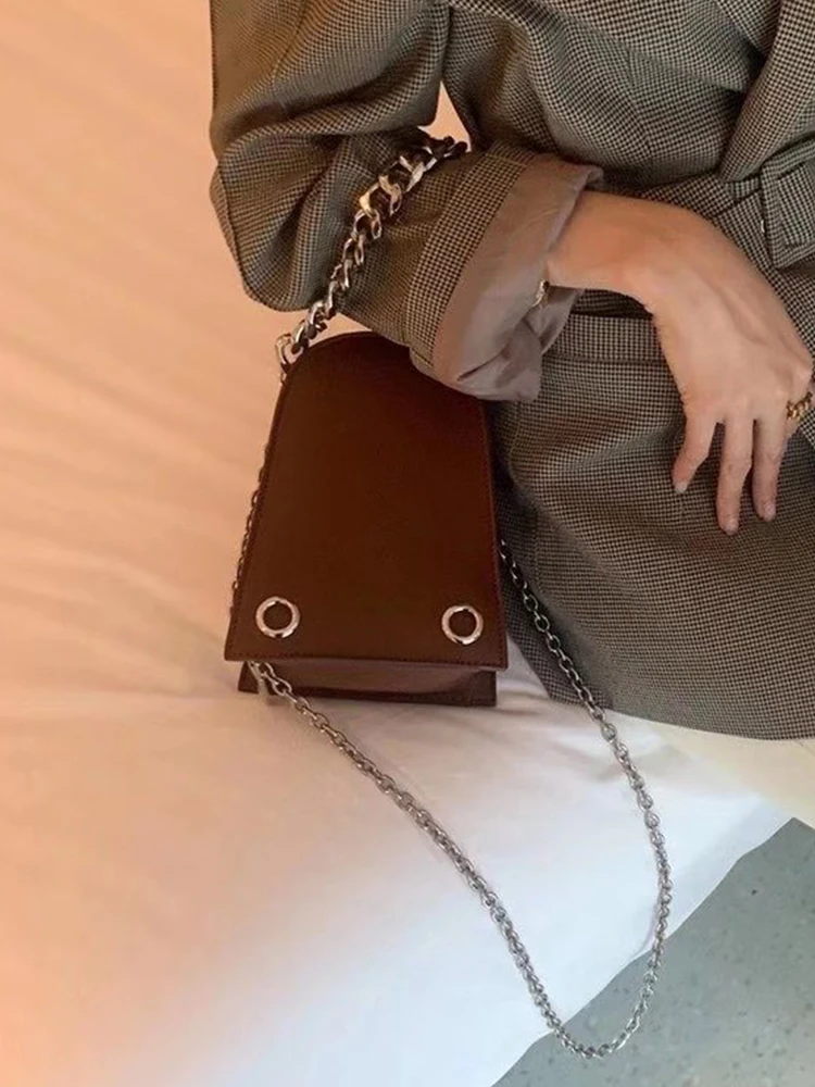 Women Bag PU Bucket Chains Fashion Solid Zipper Shoulder Bag Handbag Pures And Bags Crossbody Euro-America Style Women Bag