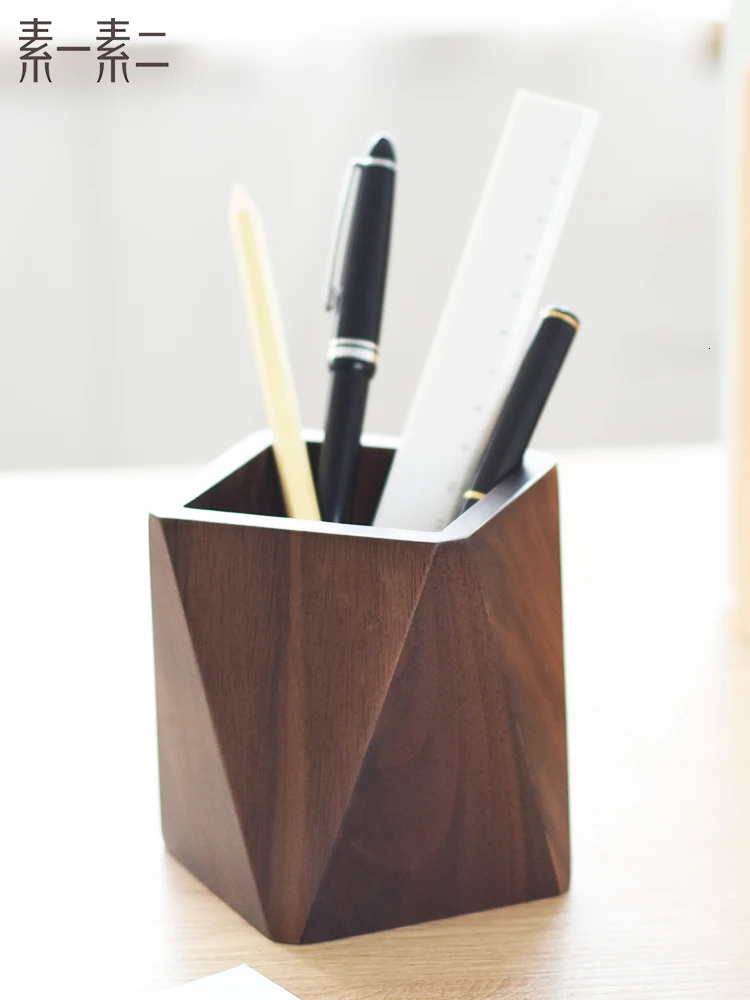 

Wood Pen Container Student Desktop Office Solid Wood Pen Holder