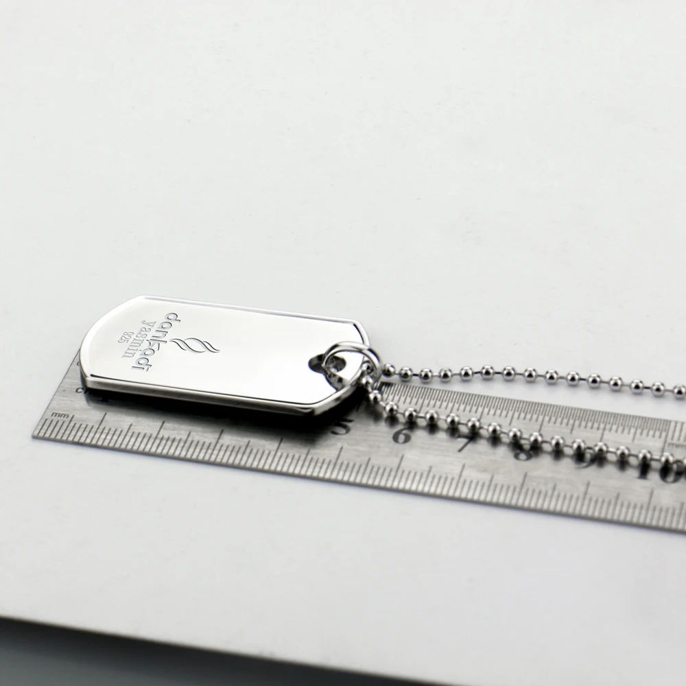 

Fashion 925 Sterling Silver Necklace For Men Women Classic Simple Style Rectangle Square Tag Card Necklace Cool Men Necklace