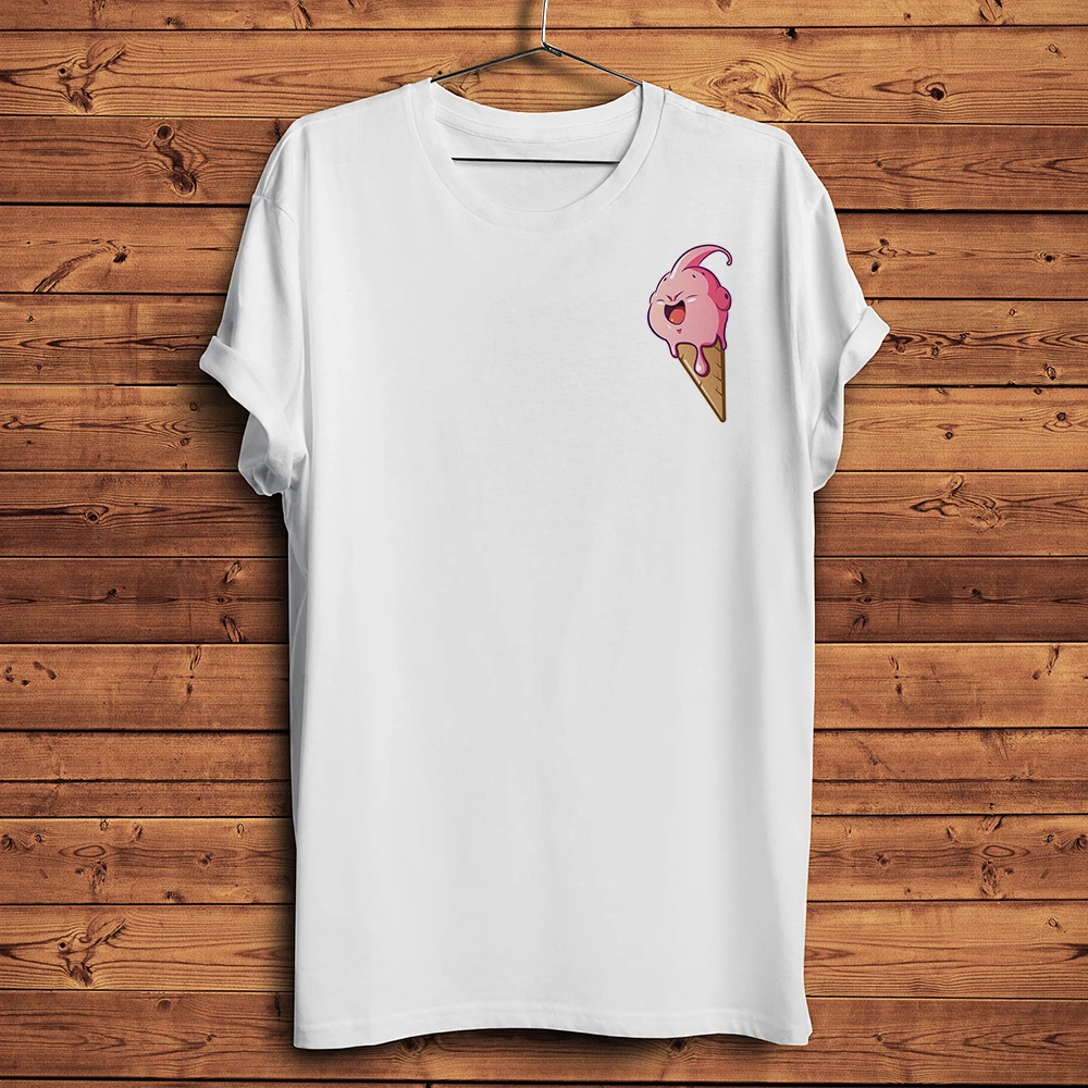 kawaii Majin Buu ice cream funny anime tshirt Men summer new White Casual short sleeve T Shirt Unisex manga streetwear tee