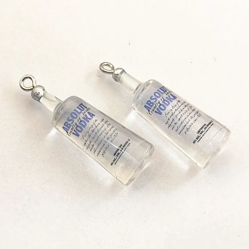 10pcs Korea Drink Vodka Bottle Charms Transparent Floating Pendants DIY Simulation Earring Keychain Jewelry Accessory