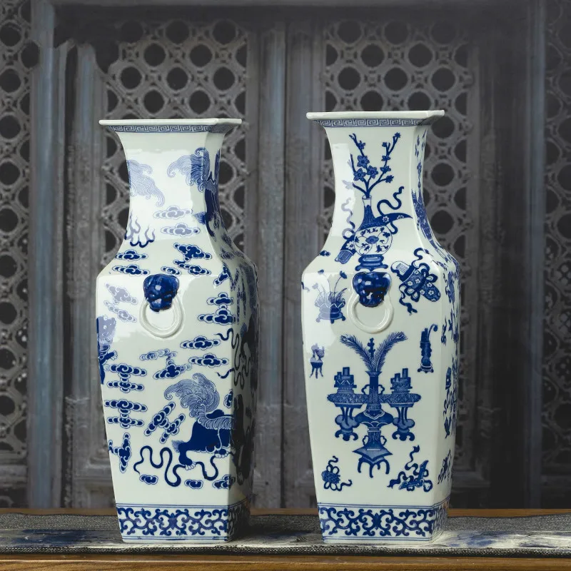 Jingdezhen New Chinese Ceramics Blue And White Vase Decoration Living Room Art Decoration Soft Decoration ceramic porcelain vase