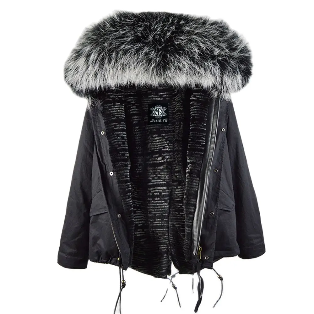 

Men Parka Rex Rabbit Fur Lined Warm Coat Winter Real Fur Clothing Characteristic Overcoat
