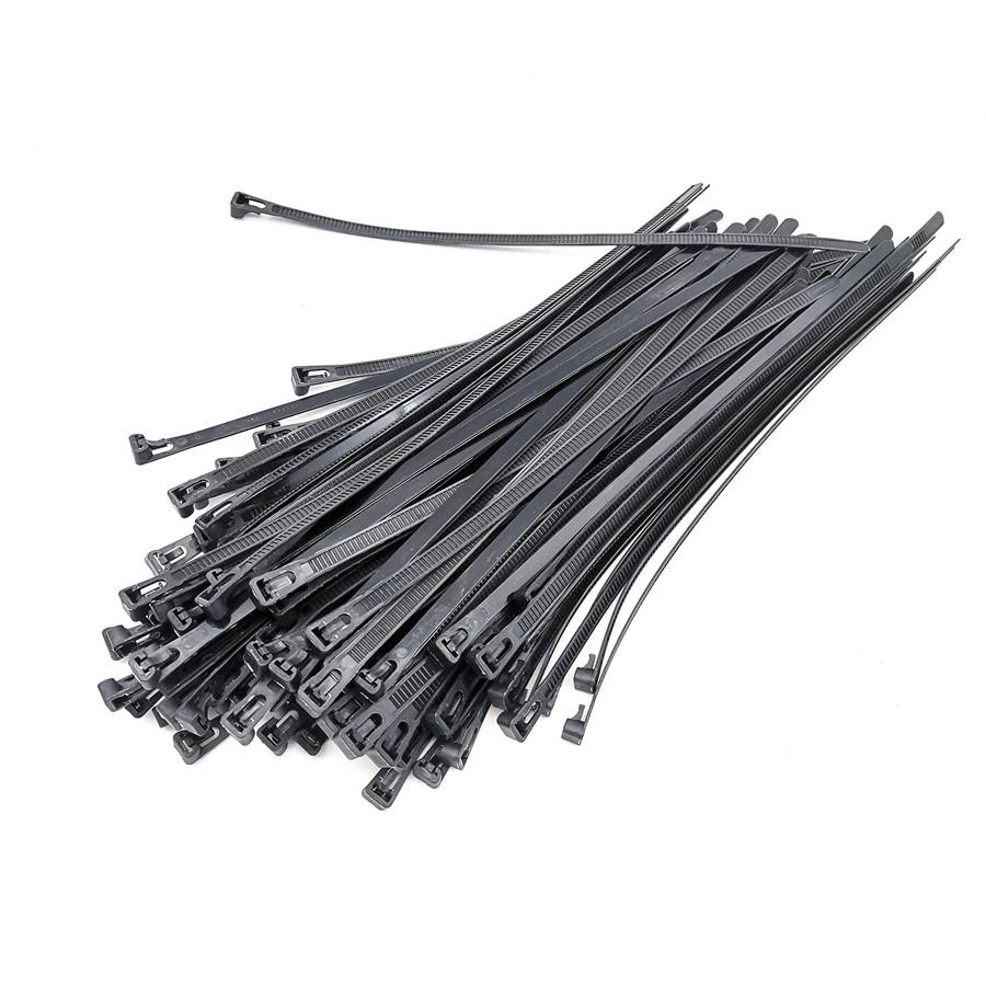 

100pcs/lot 30cm Pack Black Reusable Nylon Cable Tie Tube Line Fixed Fastener Strap Clip