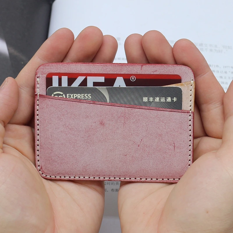 

Luxury Mini Credit Card Wallet Ladies Cowhide Leather Top End Men Retro Thin ID Bus Card Set Fog Color Slim Small Purses