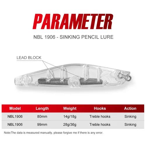 Imagen 2 del producto Noeby Ballista hundimiento lápiz Señuelos de Pesca 99mm 28g 36g Shore Casting cebo duro Artificial lubina aparejos de pesca de agua salada