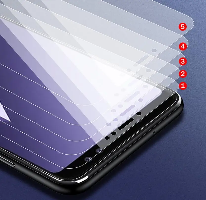 Protector de pantalla de vidrio templado para Samsung Galaxy A5, A8, A7, A6, A9, J4, J6 PLus, película protectora 2018, 2 uds./lote