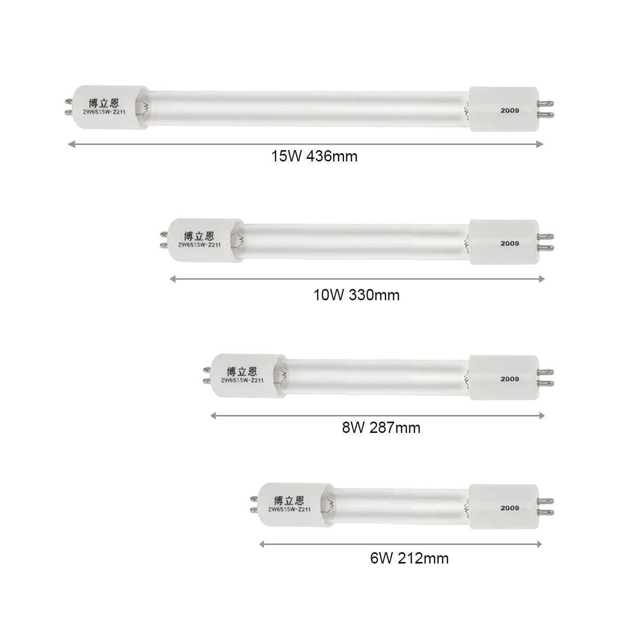 Quartz UV Sterilization Lamp 6W 8W 10W 15W T5 Tube G5/G13 Ultraviolet Filter Light with Straight Pipe Type for Air Disinfection