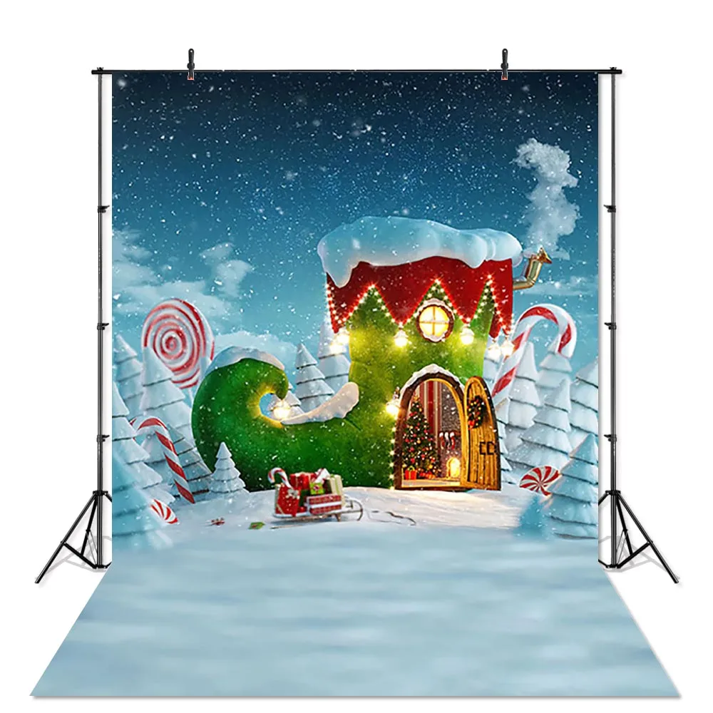 

Winter Snow Photography Background Christmas Santa Claus Boots Snowflakes Child Portrait Photographic Studio Photoshoot Props