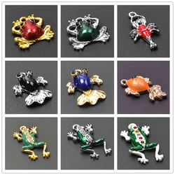 5pcs/Lot Goldfish Pendant Green Frog Charms For Jewelry Making Accessories Rhinestone DIY Earring Bracelets Handmade Materials