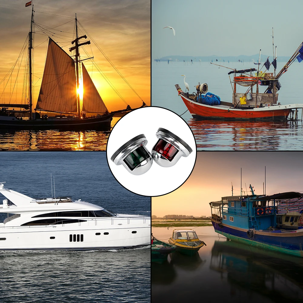 2 pièces Signal Lumineux D'avertissement LED Feux de Navigation Voile Lampe pour le Yacht Marin En Acier Inoxydable Rouge Vert 12V Étanche