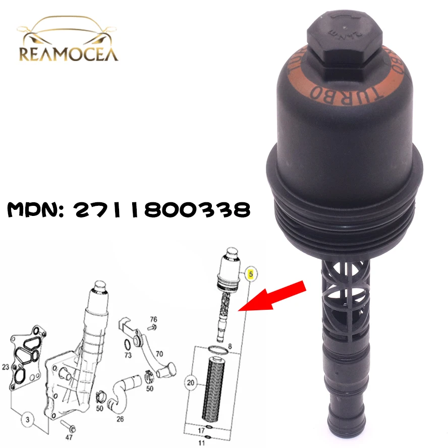 Крышка масляного фильтра Reamocea 2711800338 для Mercedes W204 W212 R172 C180 C200 C250 2007-2014 E200 E250 2009-2014 SLK200