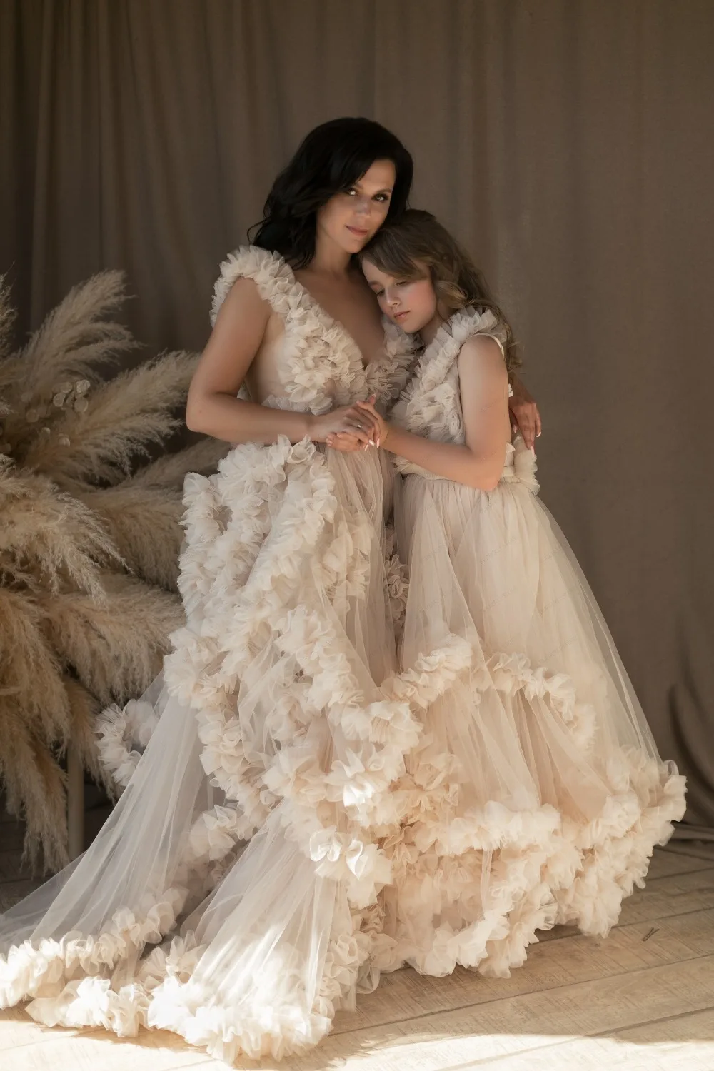 

Mommy And Me Tulle Dresses Extra Puffy Tulle Dressing Gown For Mother And Daughter First Communion Photography Maternity Robes