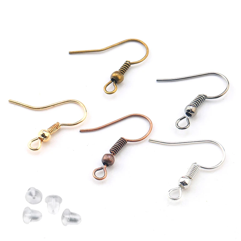 Buy 50pcs Ear Hooks Get 50pcs Ear Backs For Free, 5 Colors Big Size Earring Clasps Findings For Jewelry Making Supplies,With Box