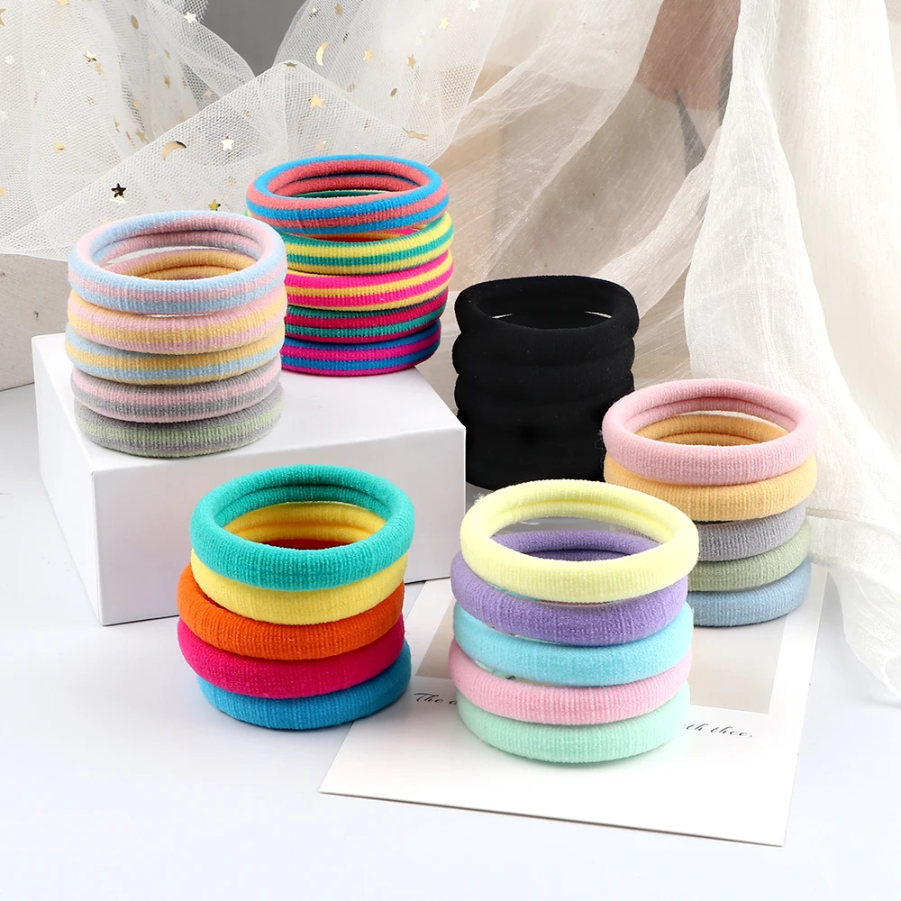 5Pcs/Lot Solid Color Stripe Hair Bands Fashion Morandi Colors Rubber Band Girls Women Scrunchies Simple Basic Hair Accessories