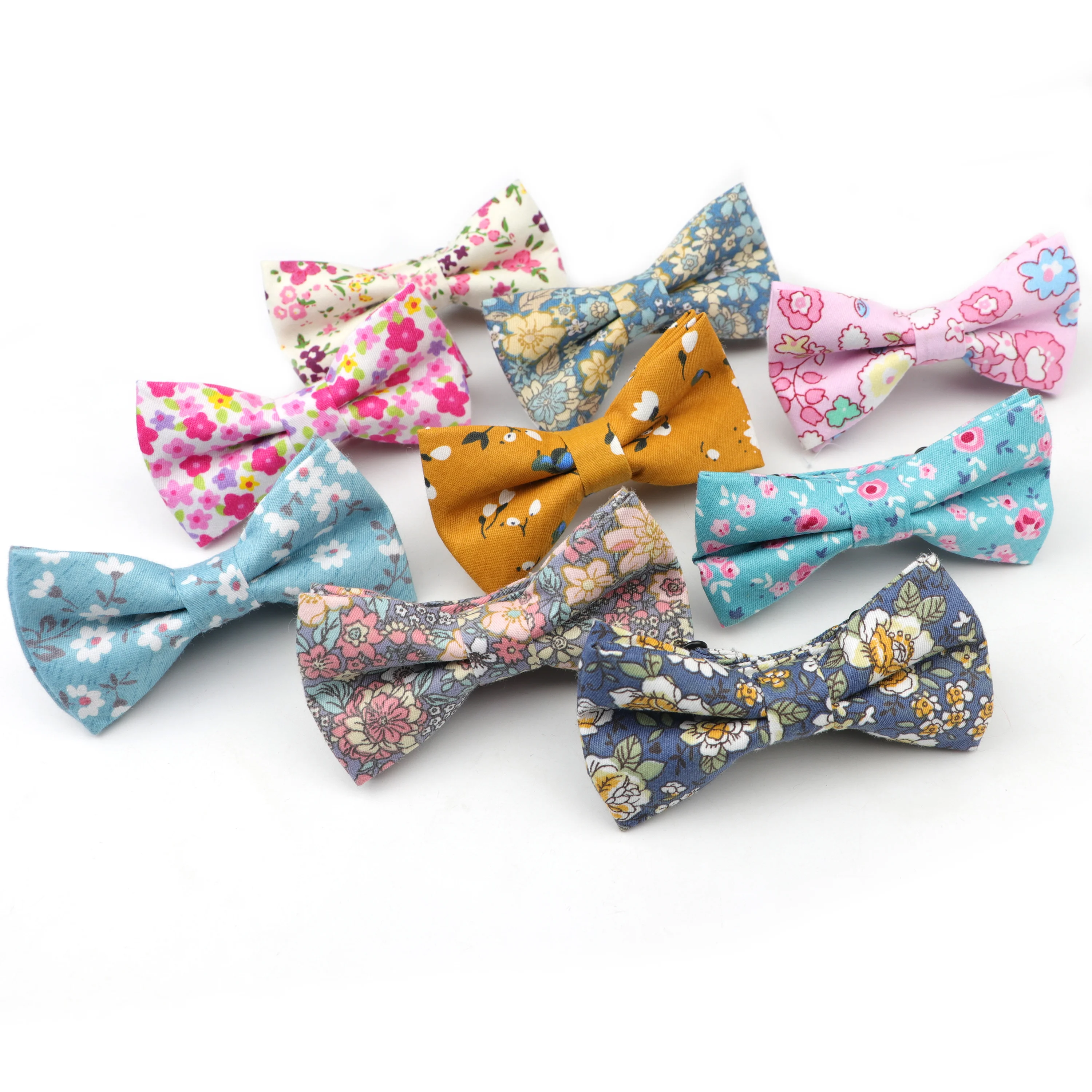 

Fashion Floral Kids Bow Ties Cotton Print Adjustable Bowtie Neckties Wedding Party girl boy suits Colorful Butterfly Cravats