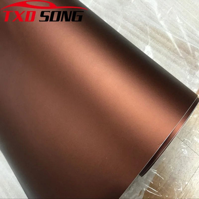 10/20/30/40/50cm*152cm Coffee Chrome Matte Metallic Bronze Car Vinyl Wrap Film With Air Channels Metallic Car Film wrap Sticker