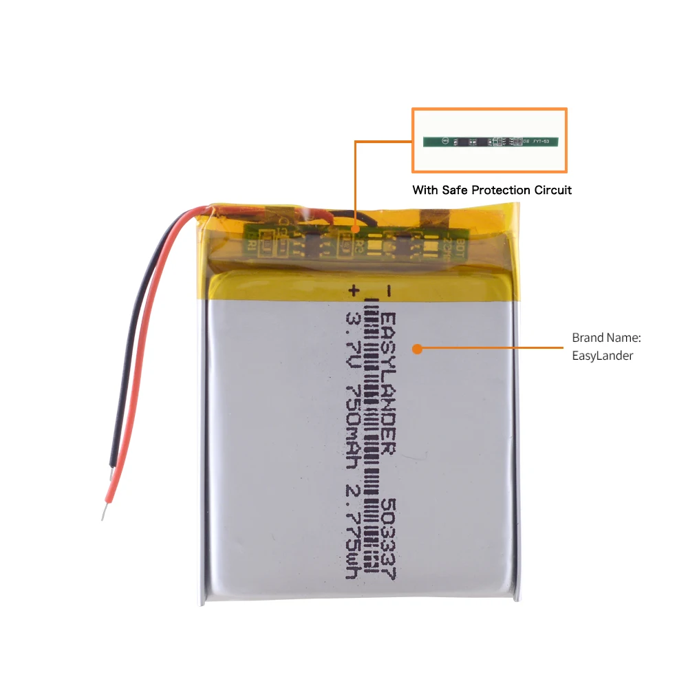 3.7V 750Mah 503337 Lithium Polymeer Lipo Oplaadbare Ionencellen Voor Babyfoon