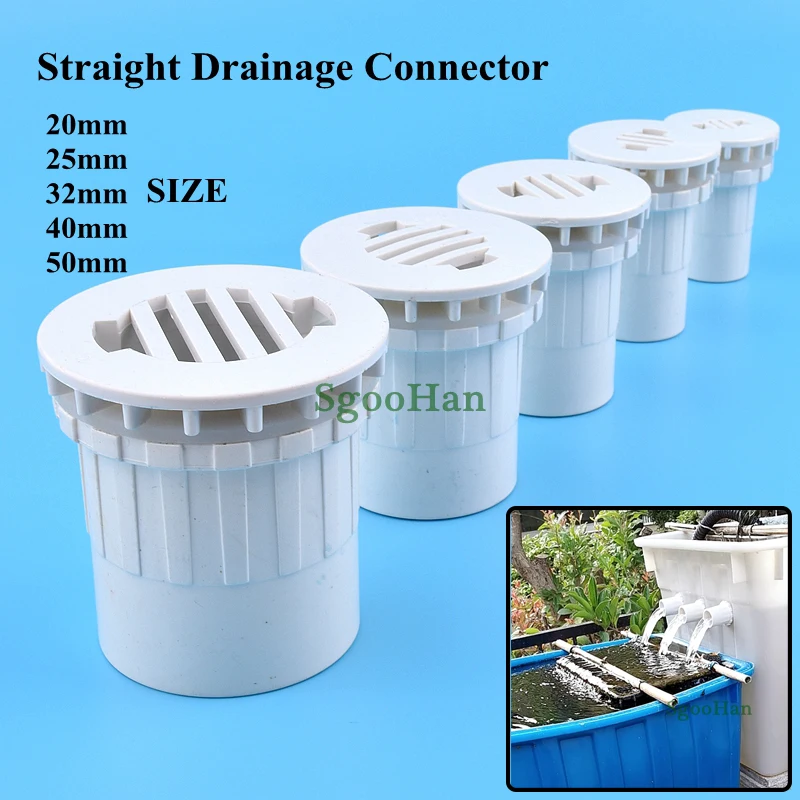 1PC ID 20~50MM PVC Pipe Aquarium Fish Tank Straight Drainage Connectors Overflow Thread Home DIY Water Tank Supply Elbow Joints