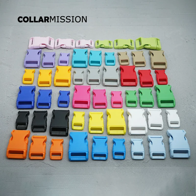 

50 шт./лот, пластиковые изогнутые пряжки с боковым выпуском, прочная позолоченная пряжка 15 мм, 20 мм и 25 мм, ошейник для собак «сделай сам», паракорд, аксессуары «сделай сам»