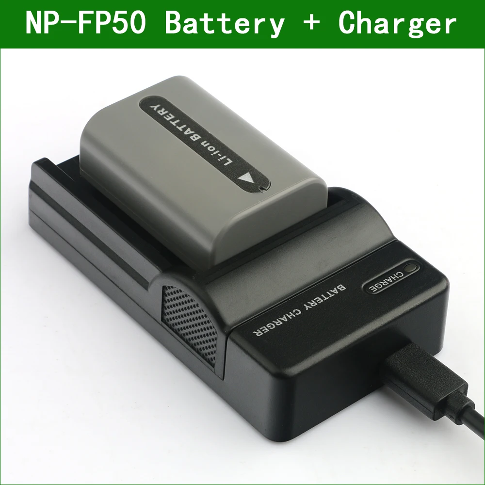 LANFULANG Replacement NP-FP50 NP FP50 Battery and Ultra Slim Micro USB Charger for Sony DCR-DVD304 DCR-DVD305 DCR-HC23 DCR-HC24