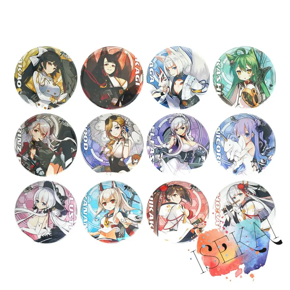 Azur Lane Game Badge Anime Akagi Kaga Akashi Prinz Eugen Belfast Hood Shoukaku Illustrious UNICORN Takao Metal Badge Brooch Pins