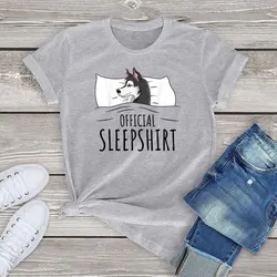 FLC 100% Cotton Husky Graphic T-Shirts Women Kawaii Husky Dog Lover Gifts Funny Tee Tops Female T Shirt Unisex Streetwear 3XL