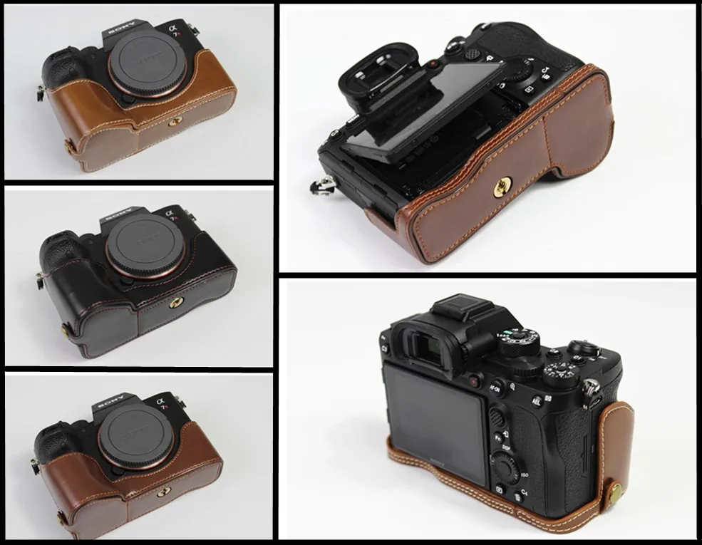 PU Leather case Camera Bag cover For Sony A7R4 A7RIV A7Rm4 A7R IV Portable Half Body Set Shell With Battery Opening