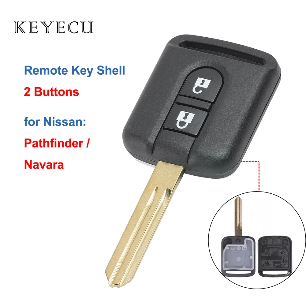 Keyecu Remote Car Key Shell Case Cover 2 Buttons for Nissan Pathfinder Navara 2005 2006 2007 2008 2009 2010 2011 2012 2013 2014