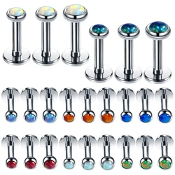 3Pcs/lot Steel Opal CZ Labret Piercing Internal Thread Lip Ring Ear Cartilage Tragus Helix Earring Piercing Body Jewelry 16G