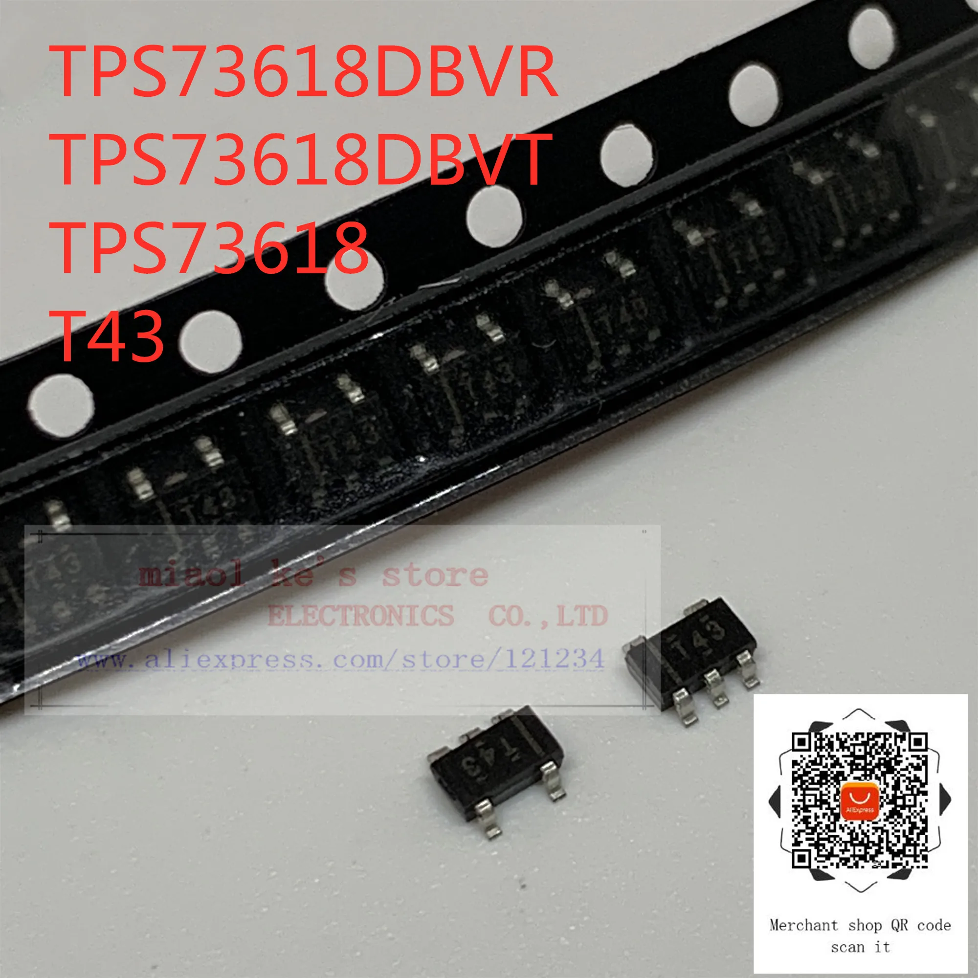 [10pcs] TPS73618DBVR TPS73618DBVT TPS73618 T43 -Single Output LDO 400mA Adj Cap free Low Noise Reverse Current Protection