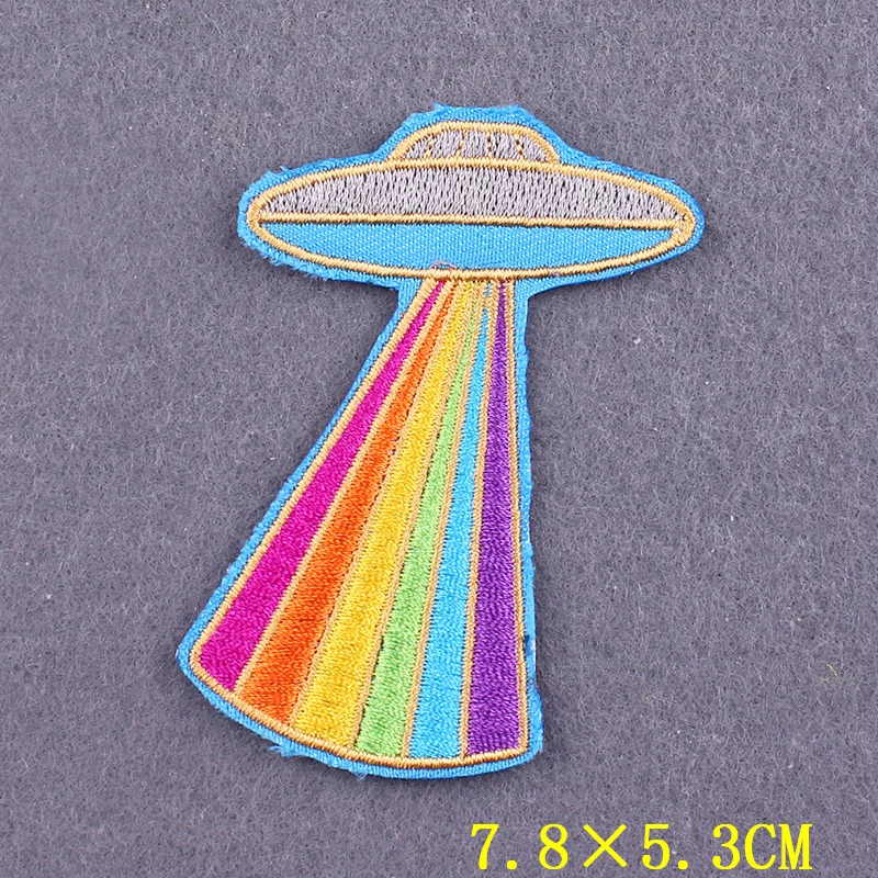 Alien UFO Patch Iron On Patches On Clothes Space Planet Patches For Clothing Thermoadhesive Patches For Clothing Stickers Stripe