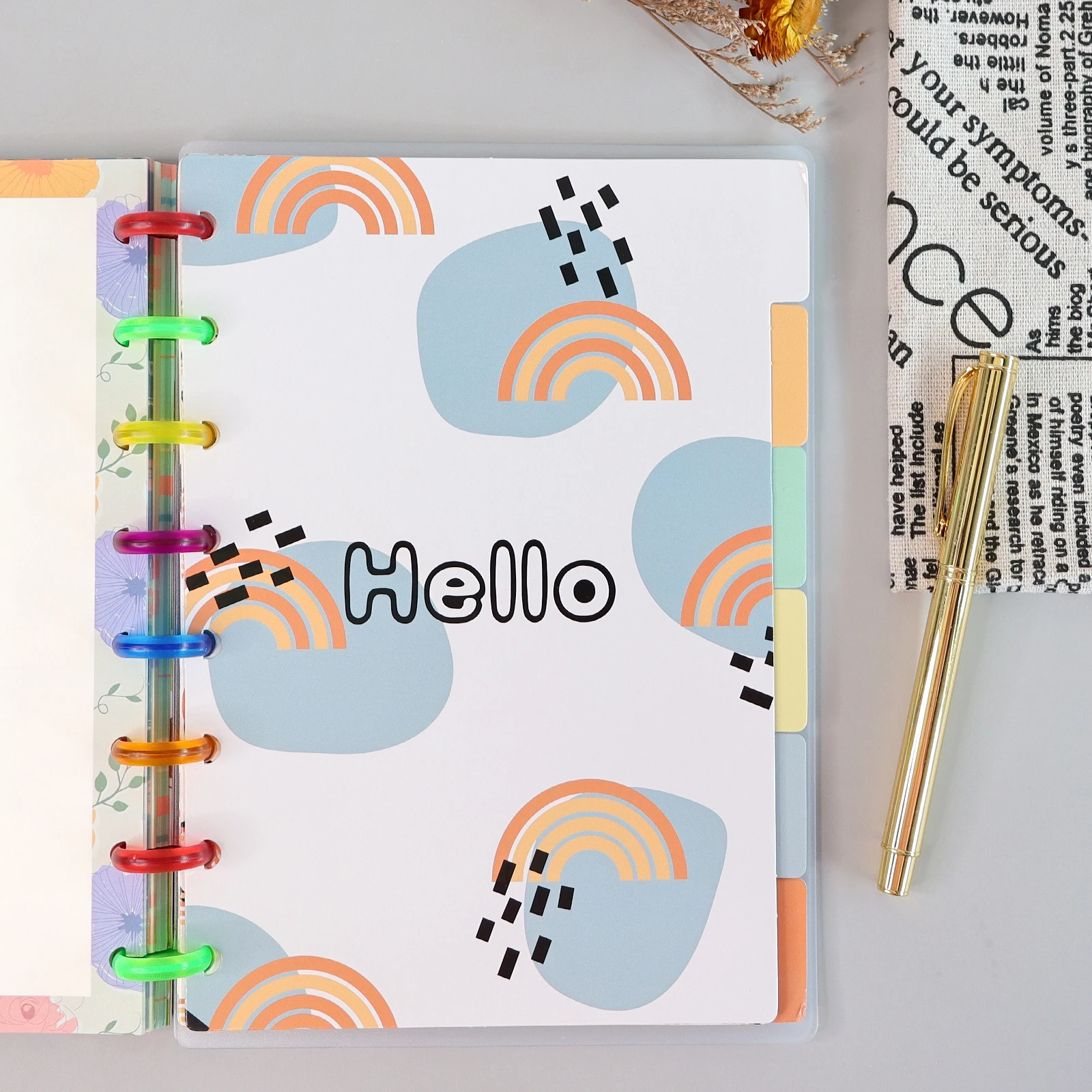 MultiBey Cute Colorful PP Mushroom Hole 8-Hole Divider, Good-Looking And Practical Binder Dividers