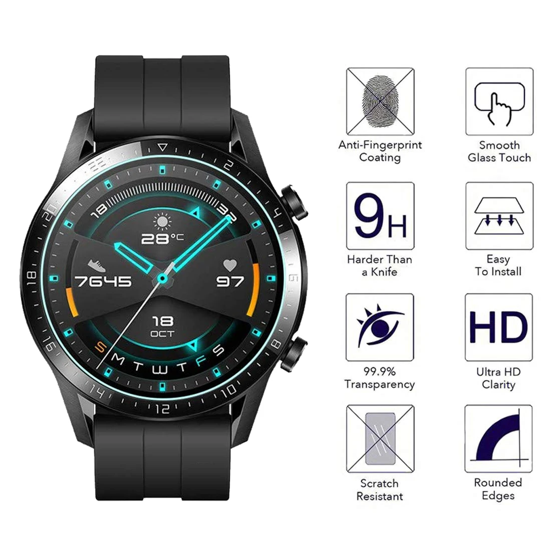 Tempered Glass For Huawei Watch GT3 GT2 Pro protective Glass For huawei GT2 GT3 43mm Screen Protector Film smartwatch accessorie