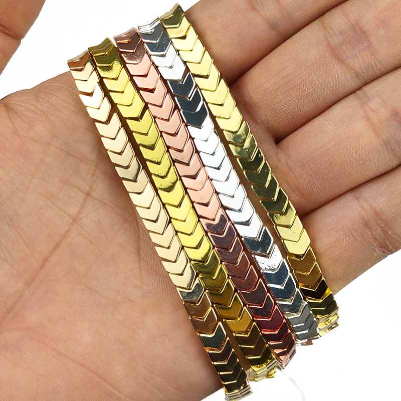 Gold Color Plated Arrows Head Hematite Natural Stone 6X3mm Spacer Charm Loose Beads For Jewelry Making Diy Bracelets Accessories